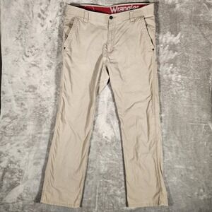 Wrangler Outdoor Pants Mens 36X30 Tan Excellent Straight Leg Utility Canvas